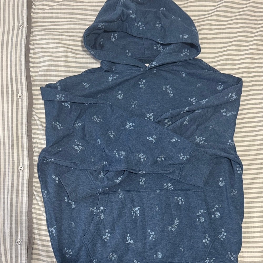 Old Navy Men's Dark Blue Patterned Hoodie